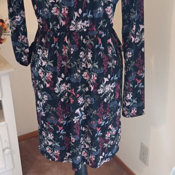 BCBGeneration Soft Knit Floral Dress. Dark Academia,  Romcom, Dark Floral - Picture 8 of 12